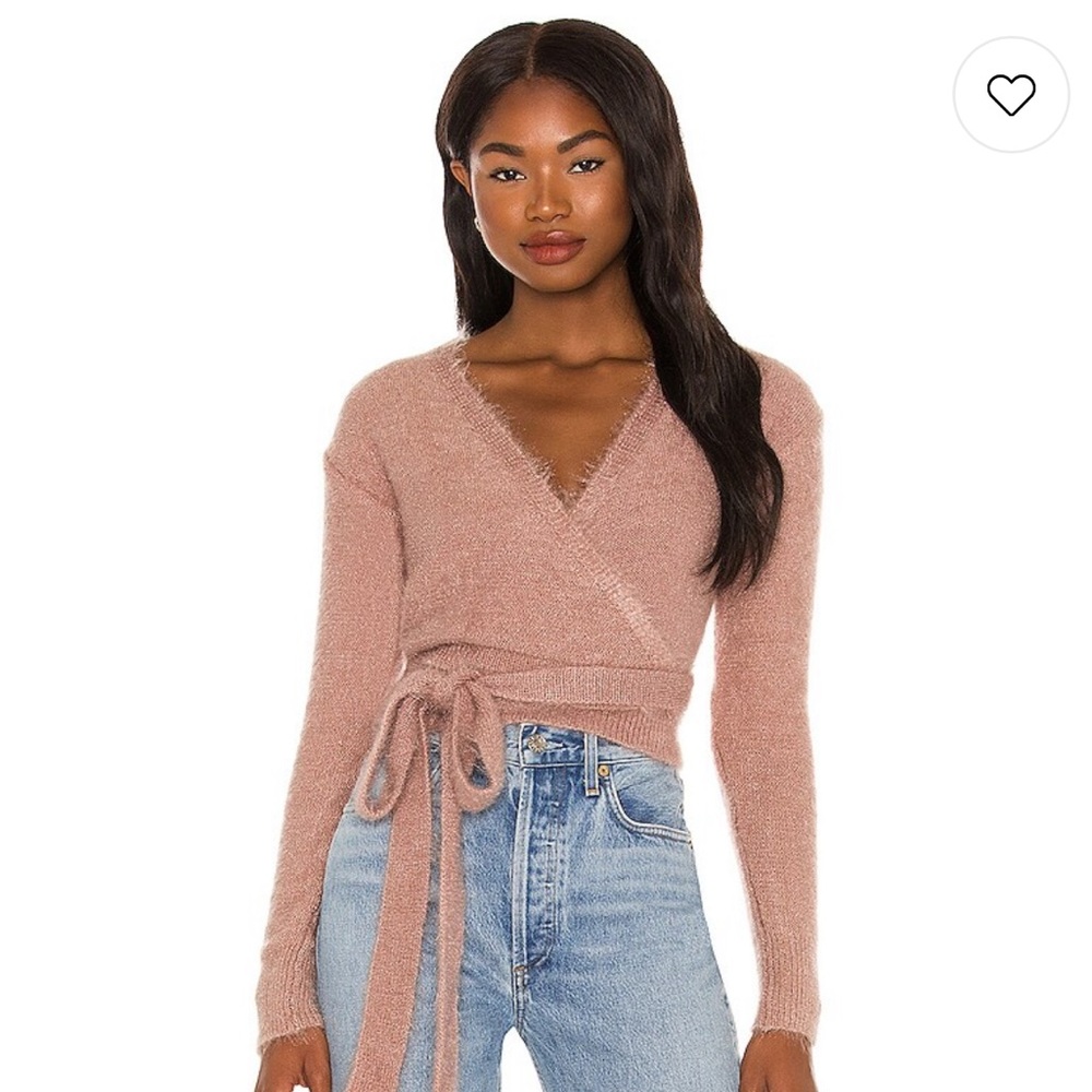 Lovers + Friends Tegan Wrap Sweater in Mocha